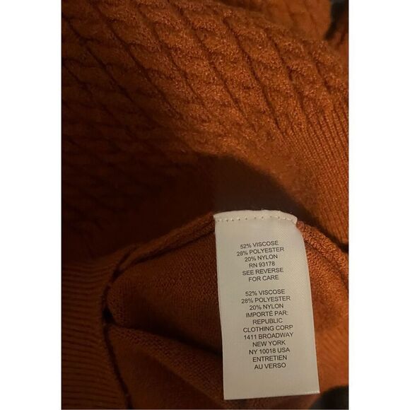 Elie Elie Tahari Rust Orange Crewneck Fitted Pullover Sweater Size Small - Picture 4 of 5
